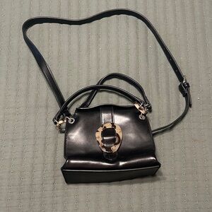 Topshop Black Crossbody Bag with Tortoise Accent